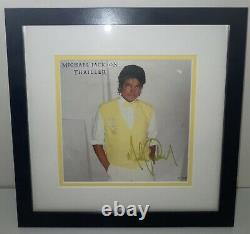 Michael Jackson Autographed Thriller UK Single 7in. Vinyl Sleeve (Framed)