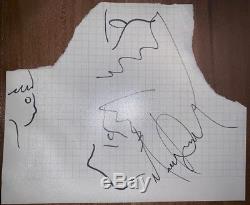 Michael Jackson Hand-Signed Small DRAWINGS Sketch on Cut ca. 17x13.5cm AUTOGRAPH