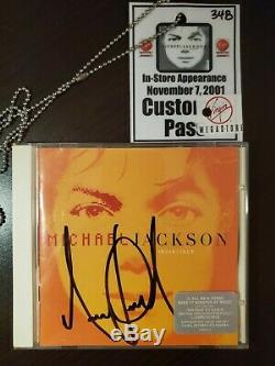 Michael Jackson Invincible autographed CD + VIP pass Virgin Megastore 2001