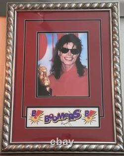 Michael Jackson Rare Hand-Signed Boomers Sticker Framed Photo Ensemble COA