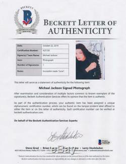 Michael Jackson Signed 8x10 Photo, Inscribed Love. BAS Beckett