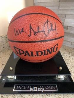 Michael Jackson Signed Authentic Autographed Basketball On Plinth -One Of A Kind