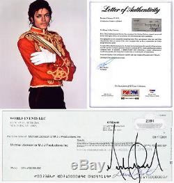 Michael Jackson Signed & Endorsed Check (New York, 2001) PSA/DNA with orig Photo