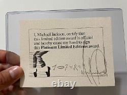 Michael Jackson Signed Inscribed Autographed Certificate EPPERSON COA