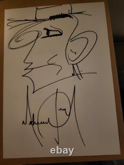 Michael Jackson Signed Sketch Drawing Self-Portrait with Initials Autographed
