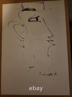 Michael Jackson Signed Sketch Drawing Self-Portrait with Initials Autographed