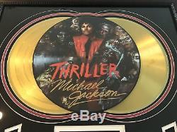 Michael Jackson Thriller Lp Gold Record Photo Disk Collage Facsimile Signed