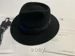Michael Jackson's worn Black Fedora with white silk from the Bad Tour NO SIGNED