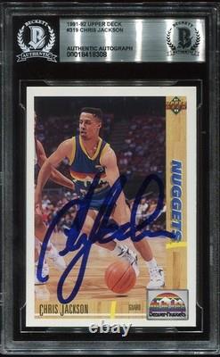 NUGGETS CHRIS JACKSON signed autographed 1991 UD ROOKIE CARD RC BECKETT (BAS)