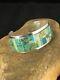 Native American Sterling Silver Inlay Turquoise Bracelet Yazzie 8760