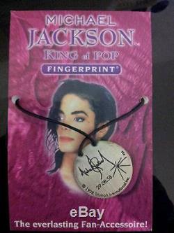Official Michael Jackson Fingerprint Necklace Pendant 1998 History Signed 167