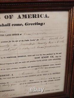 Orig 1834 Andrew Jackson Secretarial Signed Land Grant 2 Sided Glare Free Frame