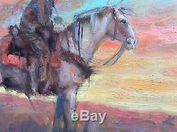 Original Oil COWBOY Jackson Hole Sunset WESTERN ART SCOTTS DALE Painting
