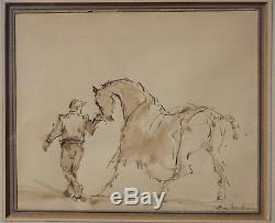 Original Signed Framed Painting of Jockey & RaceHorse by Lee Jackson Listed NY