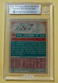 PHIL JACKSON Beckett certified/slab auto signed autograph 1973-4 Topps NY Knicks
