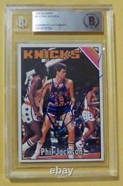 PHIL JACKSON Beckett certified/slab auto signed autograph 1975-6 Topps NY Knicks