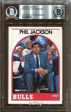 Phil Jackson Chicago Bulls Signed 1989 Hoops Card Autograph Beckett Auto BAS