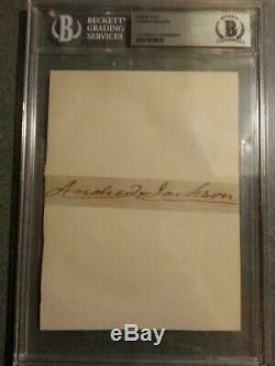 President Andrew Jackson Hand Signed Cut Auto Autograph Bas Beckett $20 Bill