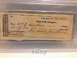 President Andrew Jackson Signed 1836 Check Psa/dna Authentic Auto To First Lady