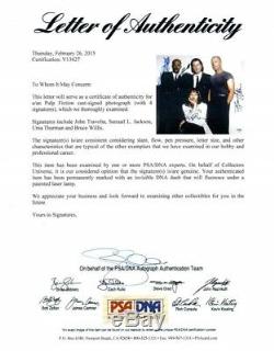Pulp Fiction Travolta Thurman Jackson Willis Signed 11x14 Photo PSA/DNA LOA