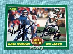 Randall Cunningham & Kieth Jackson 1989 Score Combos Dual Signed Autograph BAS