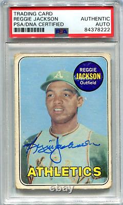 Reggie Jackson 1969 Topps Autographed Rookie Card (PSA AUTO AUTHENTIC)