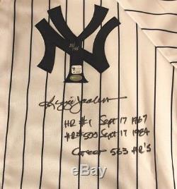 Reggie Jackson 1st homer and 500th homer signed Majestic jersey Yankees withCOA