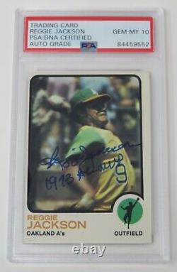 Reggie Jackson A's HOF Signed Autograph 1973 Topps Card 255 with73 MVP PSA 10 Auto