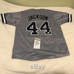 Reggie Jackson Autographed Mr October Yankees Grey/Blue/White Jersey JSA RARE