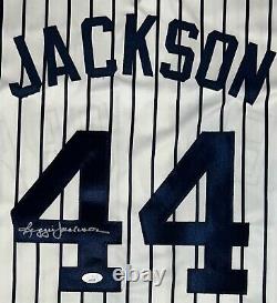 Reggie Jackson Autographed New York Pinstripe Pro Style Jersey (JSA)
