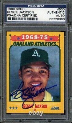 Reggie Jackson Autographed Signed 1988 Score Baseball Card #500 (PSA/DNA)