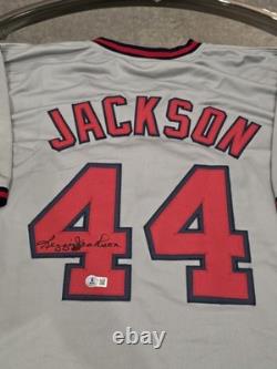 Reggie Jackson Autographed/Signed Jersey Beckett Grey Custom Jersey