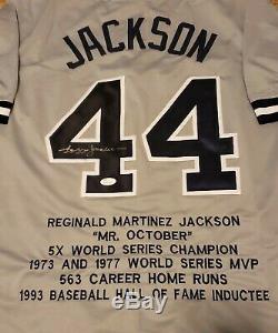 Reggie Jackson New York Yankees Signed Custom Stat Jersey JSA Witnessed COA