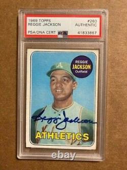 Reggie Jackson Signed 1969 Topps Rookie Card RC PSA/DNA