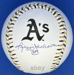 Reggie Jackson Signed Autographed A's Team Stitch Logo Baseball with Beckett