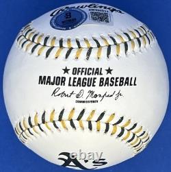 Reggie Jackson Signed Autographed A's Team Stitch Logo Baseball with Beckett