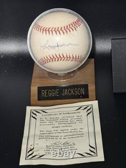 Reggie Jackson Signed Autographed Baseball with COA & Display Stand