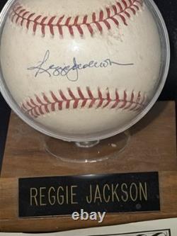 Reggie Jackson Signed Autographed Baseball with COA & Display Stand