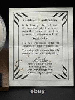 Reggie Jackson Signed Autographed Baseball with COA & Display Stand