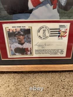 Reggie Jackson Signed Framed Photo with Autographed Cover Angels 500th HR