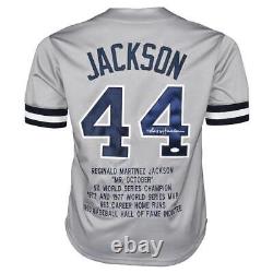 Reggie Jackson Signed New York Stats Grey Baseball Jersey (JSA)