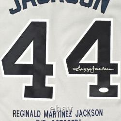 Reggie Jackson Signed New York Stats Grey Baseball Jersey (JSA)