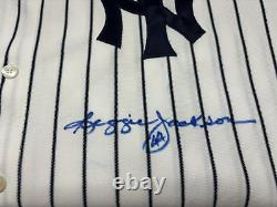 Reggie Jackson Yankees White Pinstripe Jersey Signed Autographed JSA COA