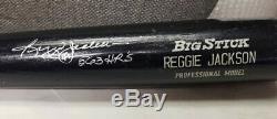 Reggie Jackson signed autograph black bat Yankees with w 44 & 563 HR included