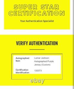 Signed Baltimore Ravens Lamar Jackson Autographed Jersey withCOA