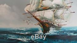 Signed Clipper Ship oil/canvas Painting signed by artist Jackson