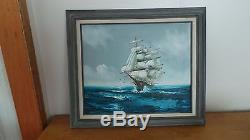 Signed Clipper Ship oil/canvas Painting signed by artist Jackson