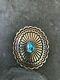 Signed Native American Navajo Silver and Turquoise Belt Buckle, Tom Jackson