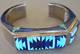 Signed Navajo artist Jackson's exquisite lapis + turquoise bracelet cuff 78 gr