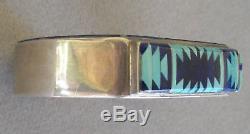 Signed Navajo artist Jackson's exquisite lapis + turquoise bracelet cuff 78 gr